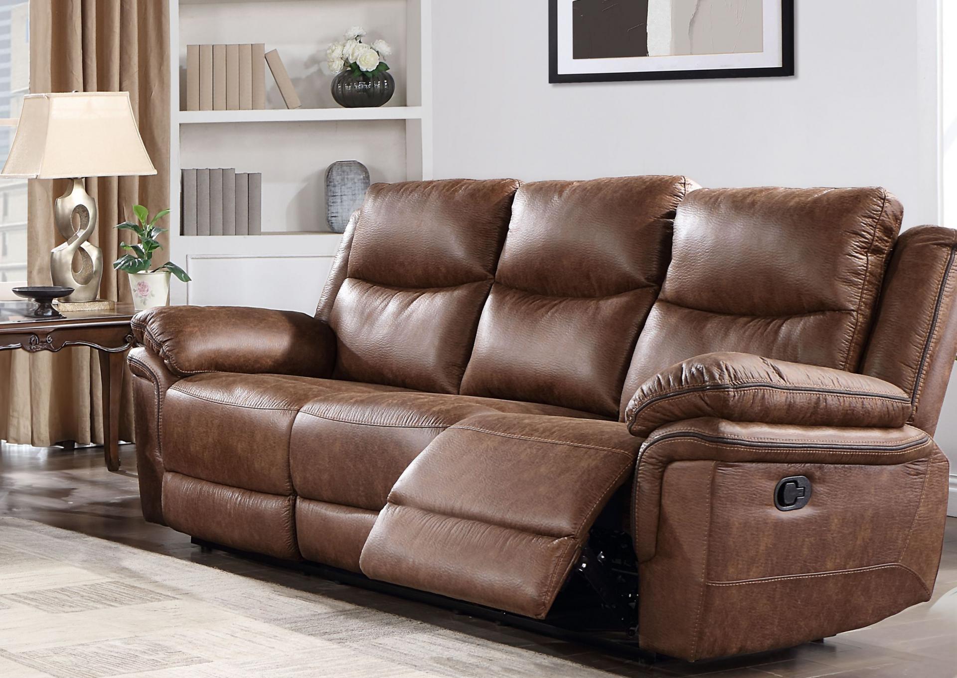 Brown Dual Reclining Sofa and Love seat